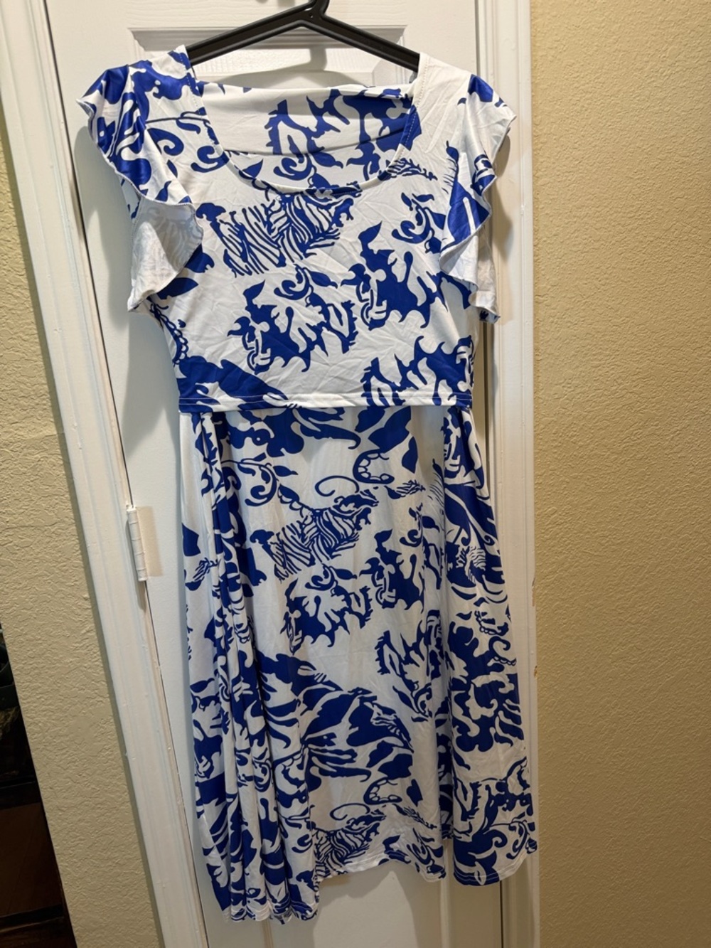 Blue & White Printed Women’s Dress
